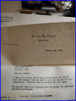 SWAC College 1950 Texas College letter Tyler Texas