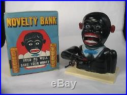 Scarce Mib Vintage Jolly Black Americana Savings Mechanical Coin Bank
