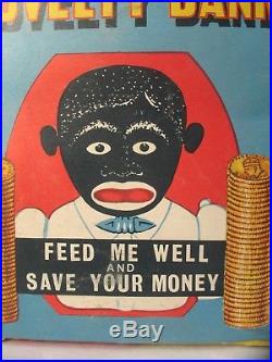 Scarce Mib Vintage Jolly Black Americana Savings Mechanical Coin Bank
