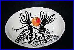 Sculpture Black Americana Art Sisters WithLocks Ceramic Bowl 15D X 5H VTG