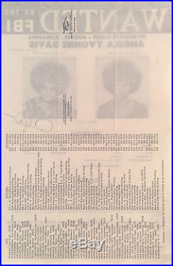 Signed Angela Davis WANTED Poster, 1970, Black Panther, Civil Rights