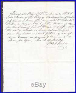 Slave Bill of Sale District of Columbia Negro Boy Named Maui $450 April 12 1834