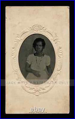 Slave Era 1860s Tintype Photo Little African American Girl / Black Americana
