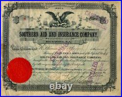 Southern Aid & Insurance Co. RARE (First Black Owned Insurance Co.) 1893