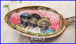 Souvenir Spoon Silver Enamel New Orleans Watermelon Black Americana 1890s