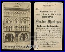 Storefront of elias howe sewing machine building in ohio / rare 1800s cdv photo