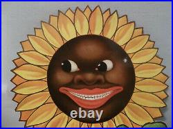 THE BEST Antique Diecut Black Americana Sunflower Anthropomorphic Valentine Card