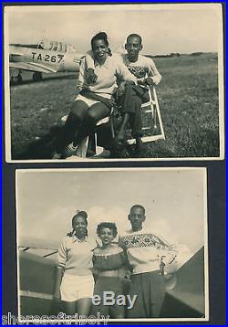 TWO ORIGINAL PHOTOS TUSKEGEE WW2 ID'd MAN & FIGHTER PLANE AFRICAN AMERICAN