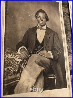 TWO Slave Era 1860s CDV Photo African American Men in Nevada Civil War Tax Stamp