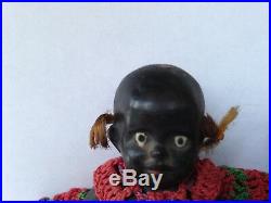 TWO Vintage Antique Black Americana 4 Bisque Porcelain Jointed Baby Dolls Japan