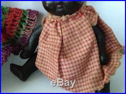 TWO Vintage Antique Black Americana 4 Bisque Porcelain Jointed Baby Dolls Japan