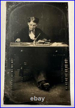 Telegraph Machine Worker Occupational Tintype / Rare Antique Photo Original