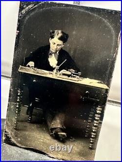 Telegraph Machine Worker Occupational Tintype / Rare Antique Photo Original