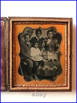 Tintype / Ambrotype, African American family, with case, uncommon