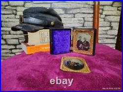 Two Civil War Era 6th Tintype Photos, One In A Daguerreotype Frame