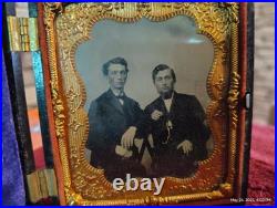 Two Civil War Era 6th Tintype Photos, One In A Daguerreotype Frame