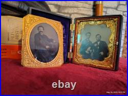 Two Civil War Era 6th Tintype Photos, One In A Daguerreotype Frame