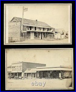 Two Very Rare California Town View CDVs of Benicia by Selleck Storefront Brewery