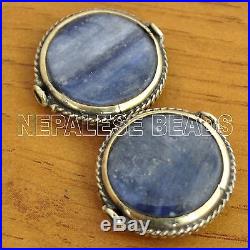 UB1765 Nepalese Artisan Handmade Kyanite Brass 2 Beads from Nepal by Eksha