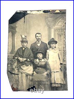 UNUSUAL Mixed Race Family Studio Tintype Photo White Husband Hispanic Wife