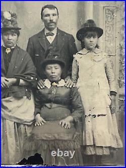 UNUSUAL Mixed Race Family Studio Tintype Photo White Husband Hispanic Wife