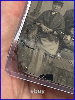 UNUSUAL Mixed Race Family Studio Tintype Photo White Husband Hispanic Wife