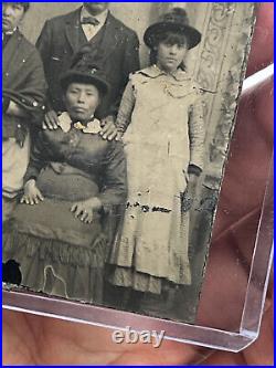 UNUSUAL Mixed Race Family Studio Tintype Photo White Husband Hispanic Wife