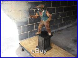 UPDATED! Black Americana Lawn Jockey Hitching Post Vintage Authentic Antique