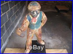UPDATED! Black Americana Lawn Jockey Hitching Post Vintage Authentic Antique