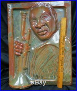 Ultimate Jazz musician Louis Armstrong art pottery sculpture artist signed DIANA