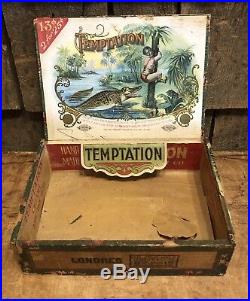 Ultra RARE 1890s Noble Cigar Co Westfield MA TEMPTATION Box Black Americana LOOK