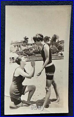 Unique Vintage Photo Affectionate Women Lesbian Gay Interest Marriage Proposal