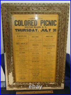VERY RARE Annual Colored Picnic Sylvan Beach New York Poster Black Americana