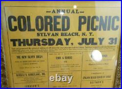 VERY RARE Annual Colored Picnic Sylvan Beach New York Poster Black Americana