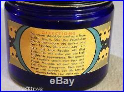 VINTAGE 1946 black americana MADAM JONES foundation cream COBALT BLUE GLASS JAR