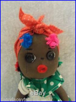 VINTAGE 9 MAMMY DOLL BLACK AFRICAN RAG DOLL AMERICANA COLLECTIBLE