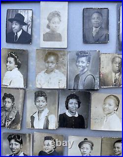 VINTAGE AFRICAN AMERICAN BLACK MEN GIRLS IN HATS PHOTO BOOTH 29 Pics Lot