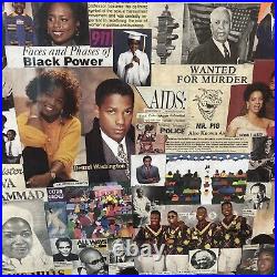 VINTAGE AFRICAN AMERICAN FINE ART COLLAGE 1990s 1980s History Black Power Ali