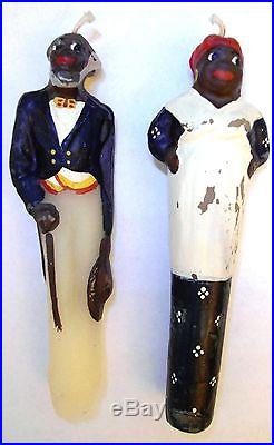 VINTAGE Black Americana Wax Candles Aunt Jemima and Man with hat and cane RARE