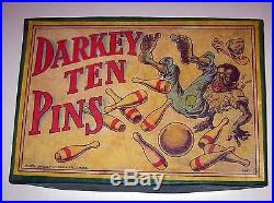 Vintage Darkey 10 Pin Bowling Set Black Americana Dime Store Game