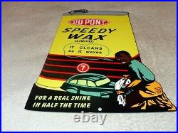 VINTAGE DUPONT SPEEDY WAX CAN With BLACK AMERICANA BOY 12 METAL GASOLINE OIL SIGN