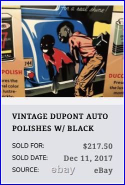 VINTAGE DUPONT SPEEDY WAX CAN With BLACK AMERICANA BOY 12 METAL GASOLINE OIL SIGN