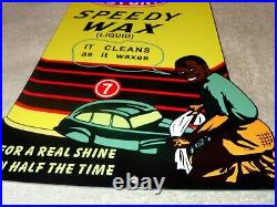 VINTAGE DUPONT SPEEDY WAX CAN With BLACK AMERICANA BOY 12 METAL GASOLINE OIL SIGN