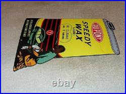 VINTAGE DUPONT SPEEDY WAX CAN With BLACK AMERICANA BOY 12 METAL GASOLINE OIL SIGN