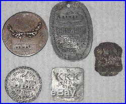 Vintage Slave Tag Oakwood Kemp Plantation Kkk Member Medal Set Collection 5 Lot