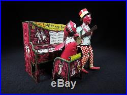 VINTAGE STRAUSS HAM & SAM PIANO MUSIC AMERICANA BLACK TIN LITHO WINDUP TOY WORKS