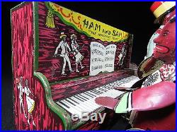 VINTAGE STRAUSS HAM & SAM PIANO MUSIC AMERICANA BLACK TIN LITHO WINDUP TOY WORKS