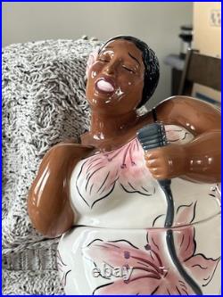 VTG 2001 Clay Art'Jazz Diva' Cookie Jar-Black Americana Hand Painted