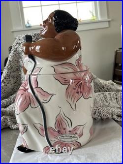 VTG 2001 Clay Art'Jazz Diva' Cookie Jar-Black Americana Hand Painted