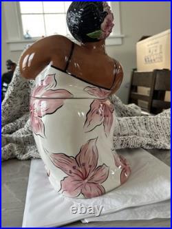 VTG 2001 Clay Art'Jazz Diva' Cookie Jar-Black Americana Hand Painted